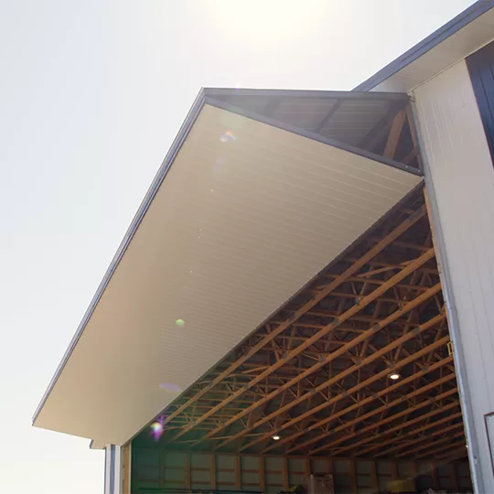 commercial aircraft hangar door open