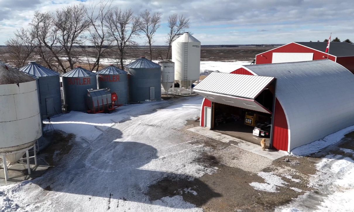 Bifold quonset door on farm building.